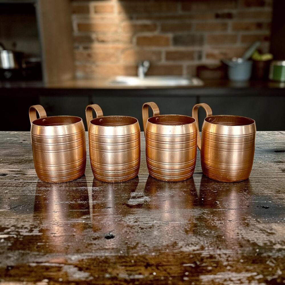 Vintage Copper Barrel Mugs | Moscow Mule Cups | Copper Kitchen